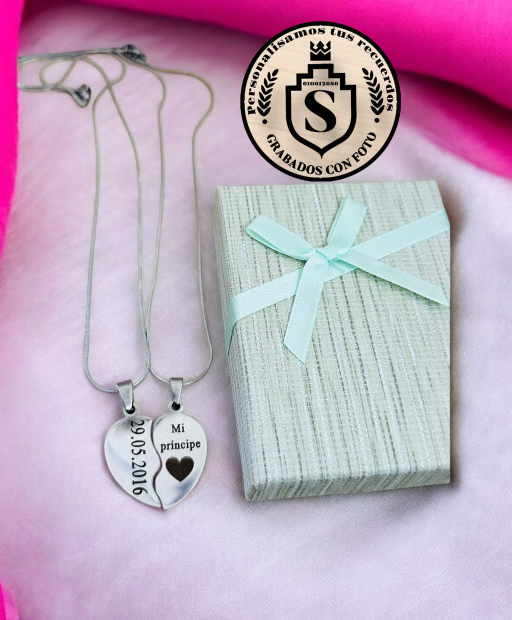 Corazón partido plateado