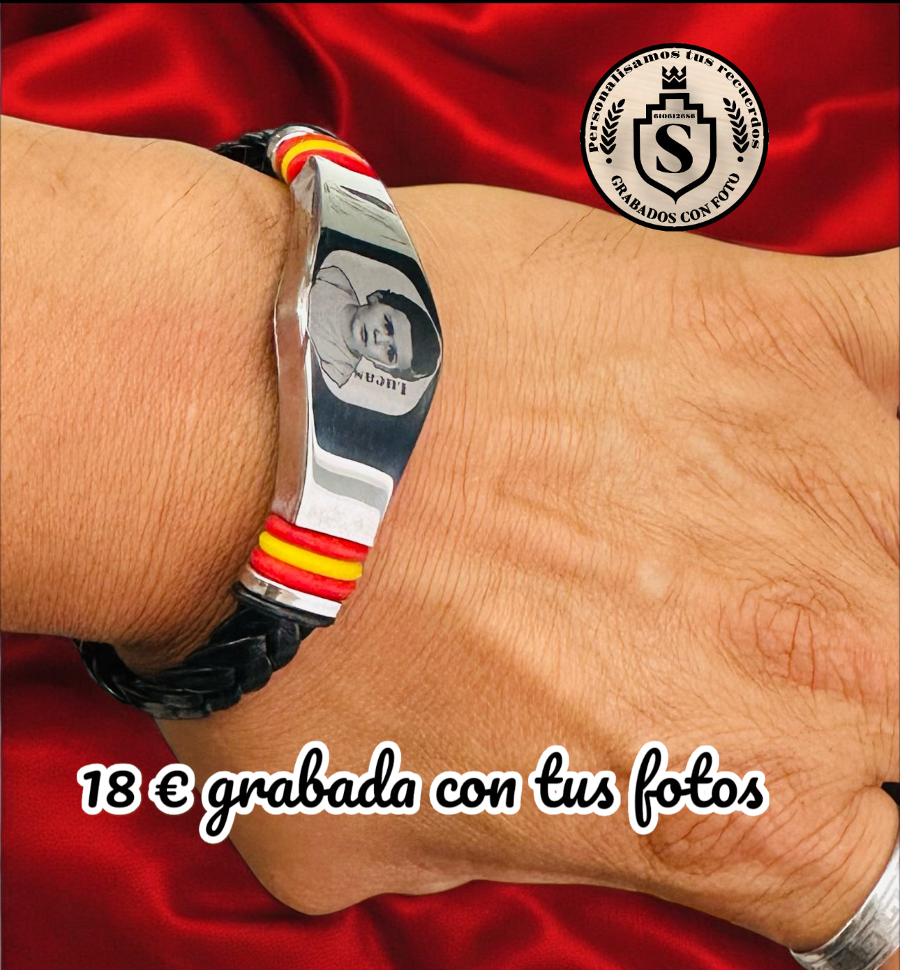 Pulsera cuerina con foto