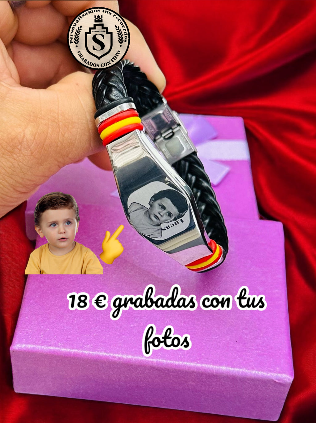 Pulsera cuerina con foto