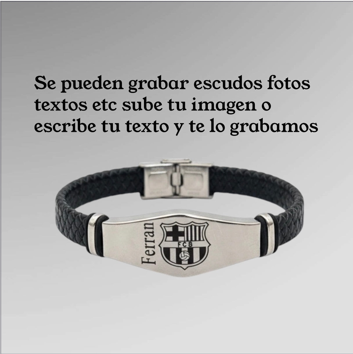 Pulsera de cuero y placa de acero personalizadas a tu gusto