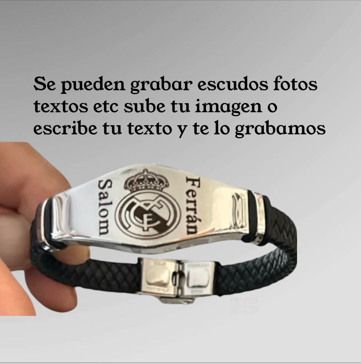 Pulsera de cuero y placa de acero personalizadas a tu gusto