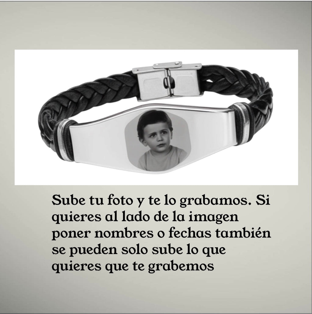 Pulsera cuerina con foto