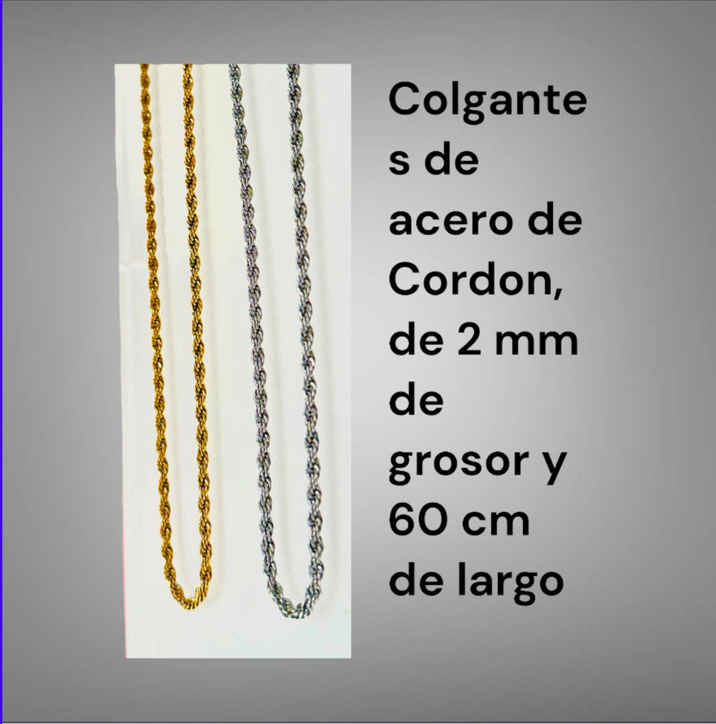 Cadena de cordón dorado y plateado
