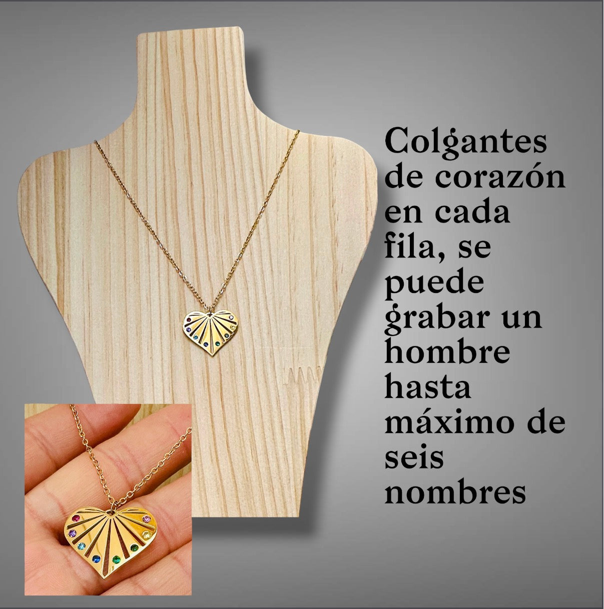 colgante corazon dorado personalizado