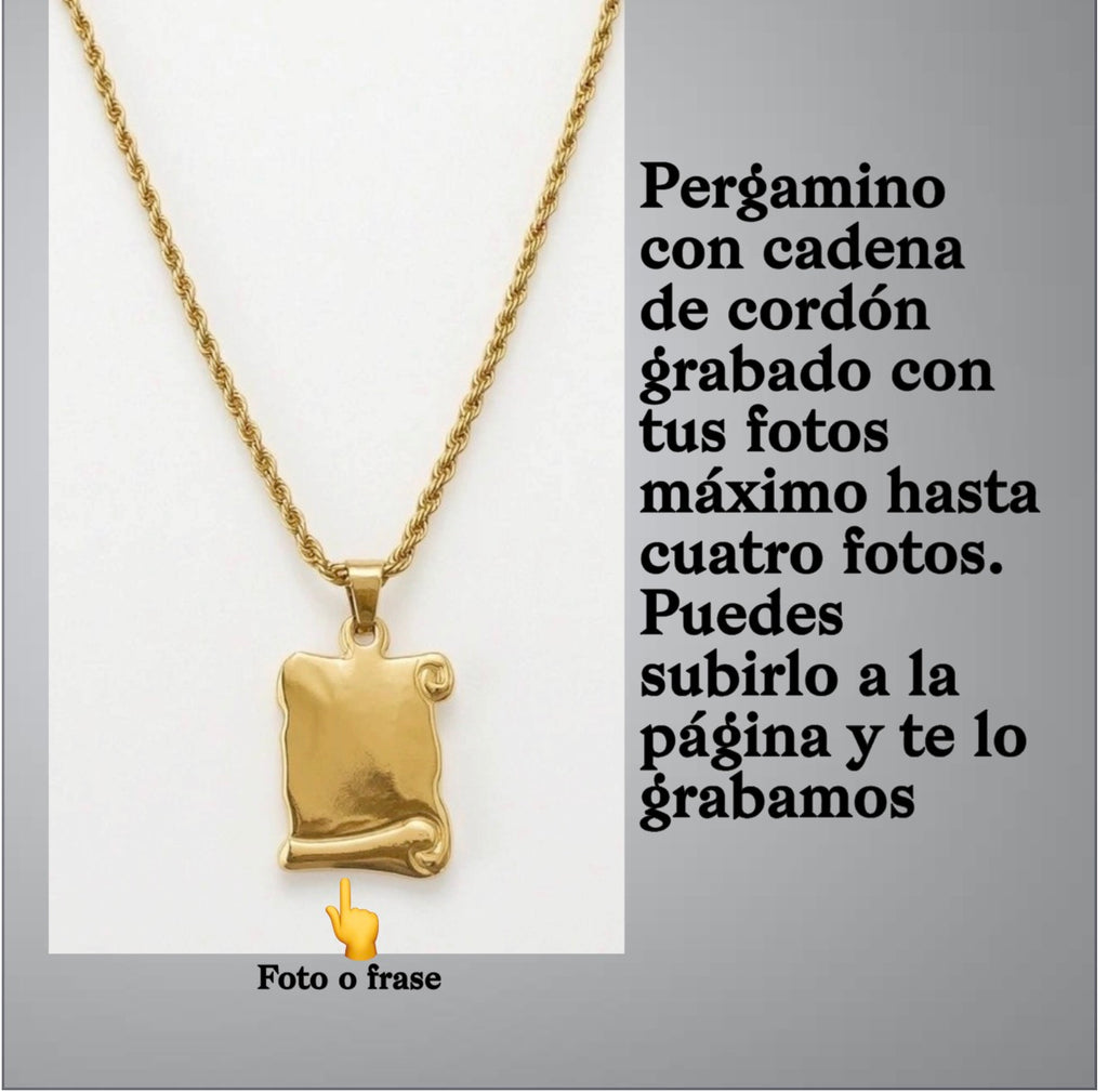 Pergamino con cadena de cordon personalizados a tu gusto