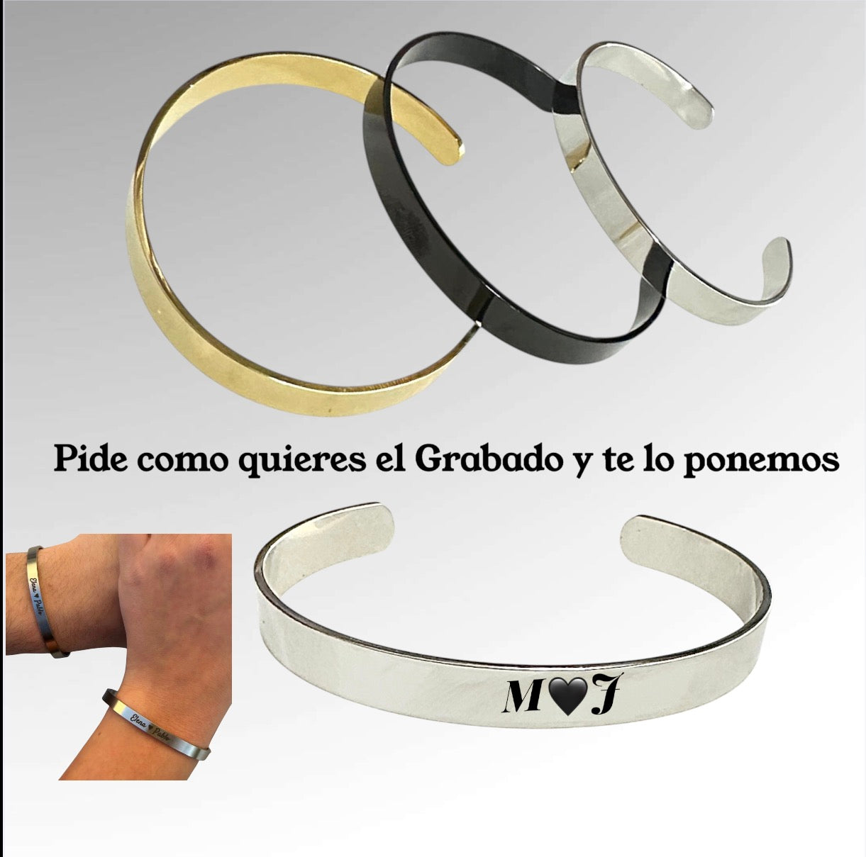 Pulseras de aro anchos personalizadas