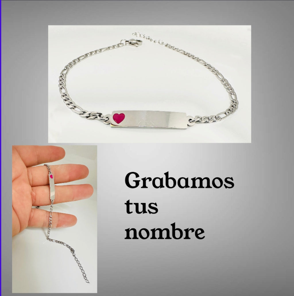 Pulseras corazon rosa personalizadas