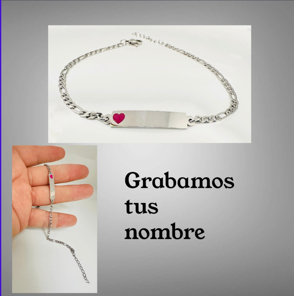 Pulseras corazon rosa personalizadas