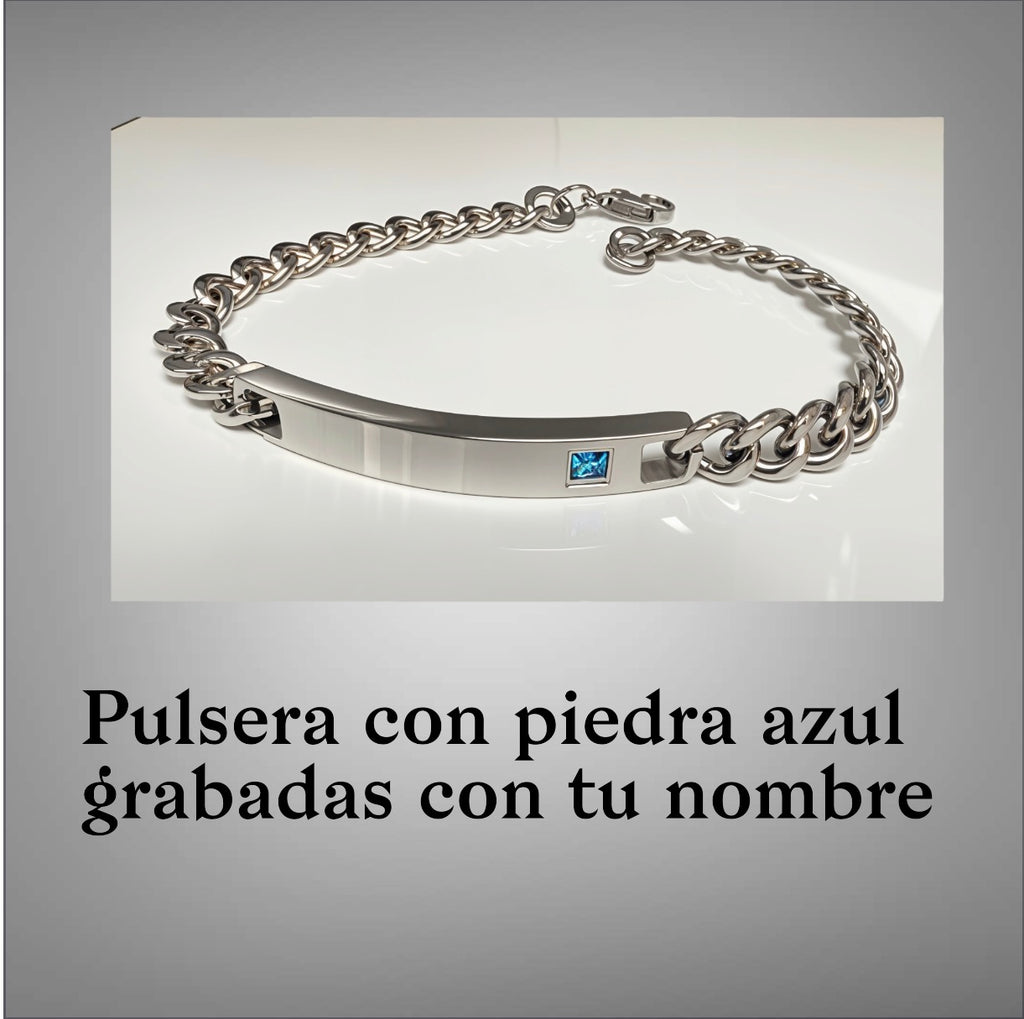 Pulseras de acero  con piedras azul, rosa ,blanco personalizados