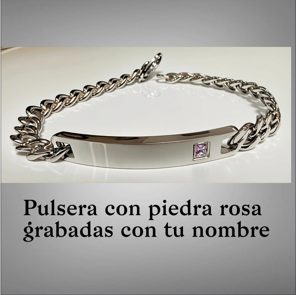 Pulseras de acero  con piedras azul, rosa ,blanco personalizados
