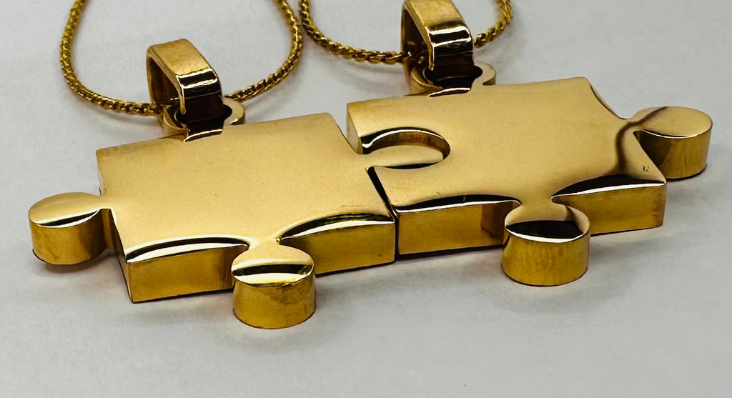 Puzzle con dos colgantes personalizado con foto o frase 16mm