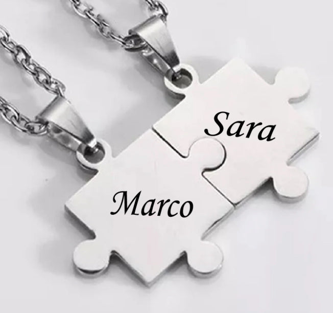 Puzzle con dos colgantes personalizado con foto o frase 16mm