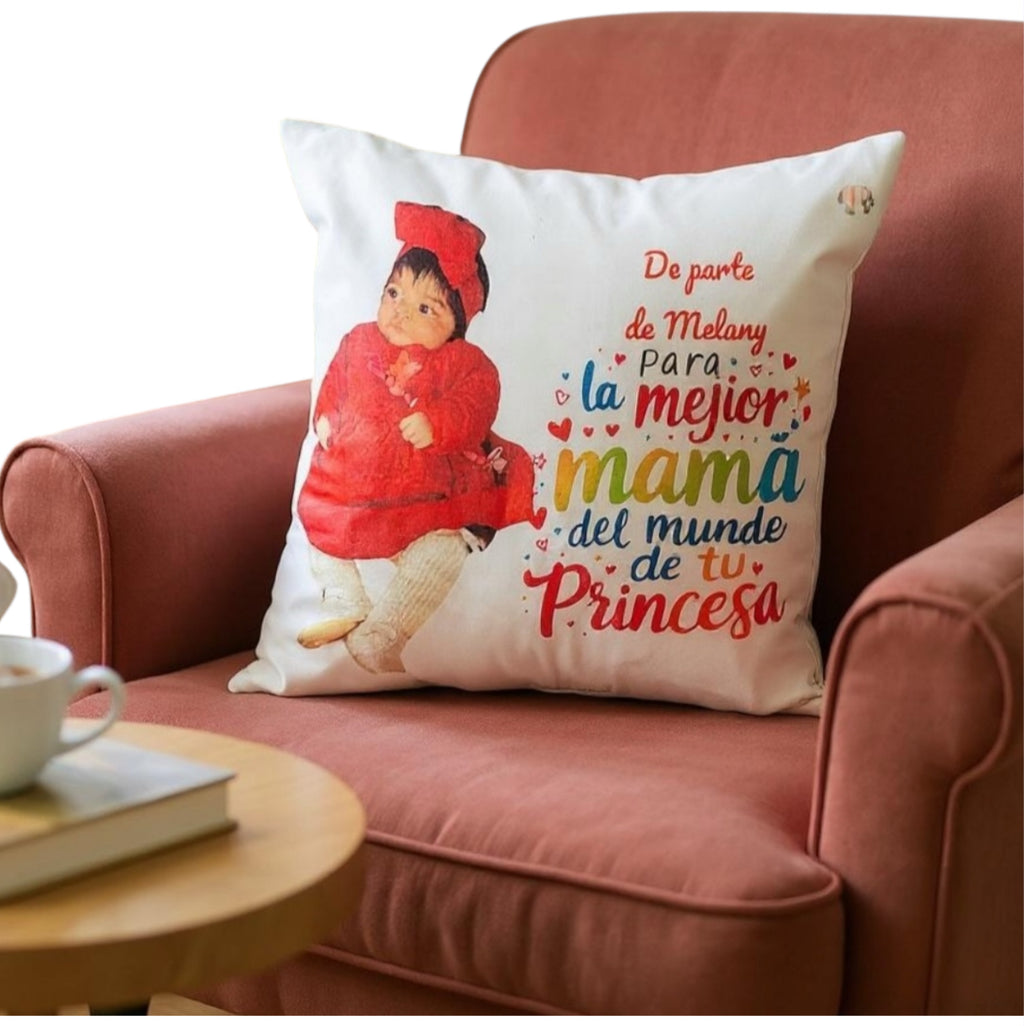 Cojín personalizado con foto y frase