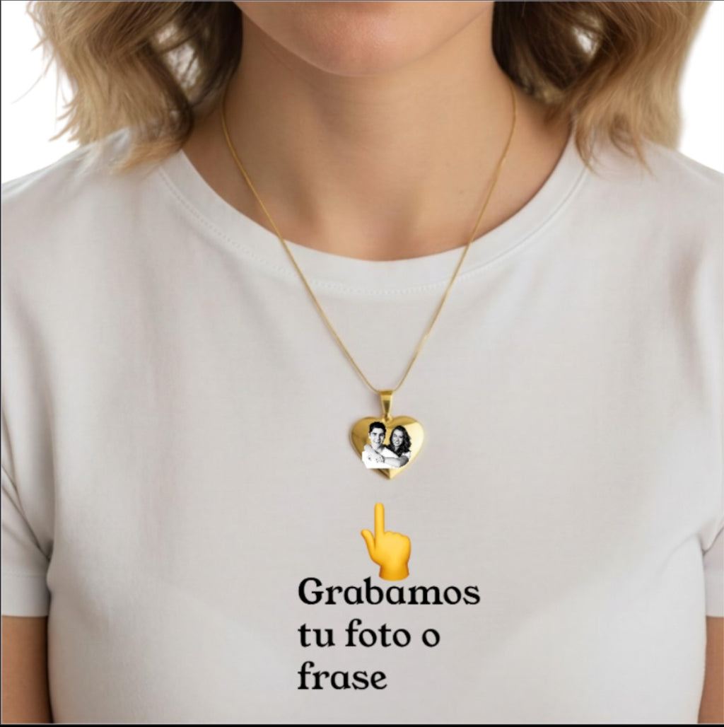 colgante de corazón personalizado con foto o frases