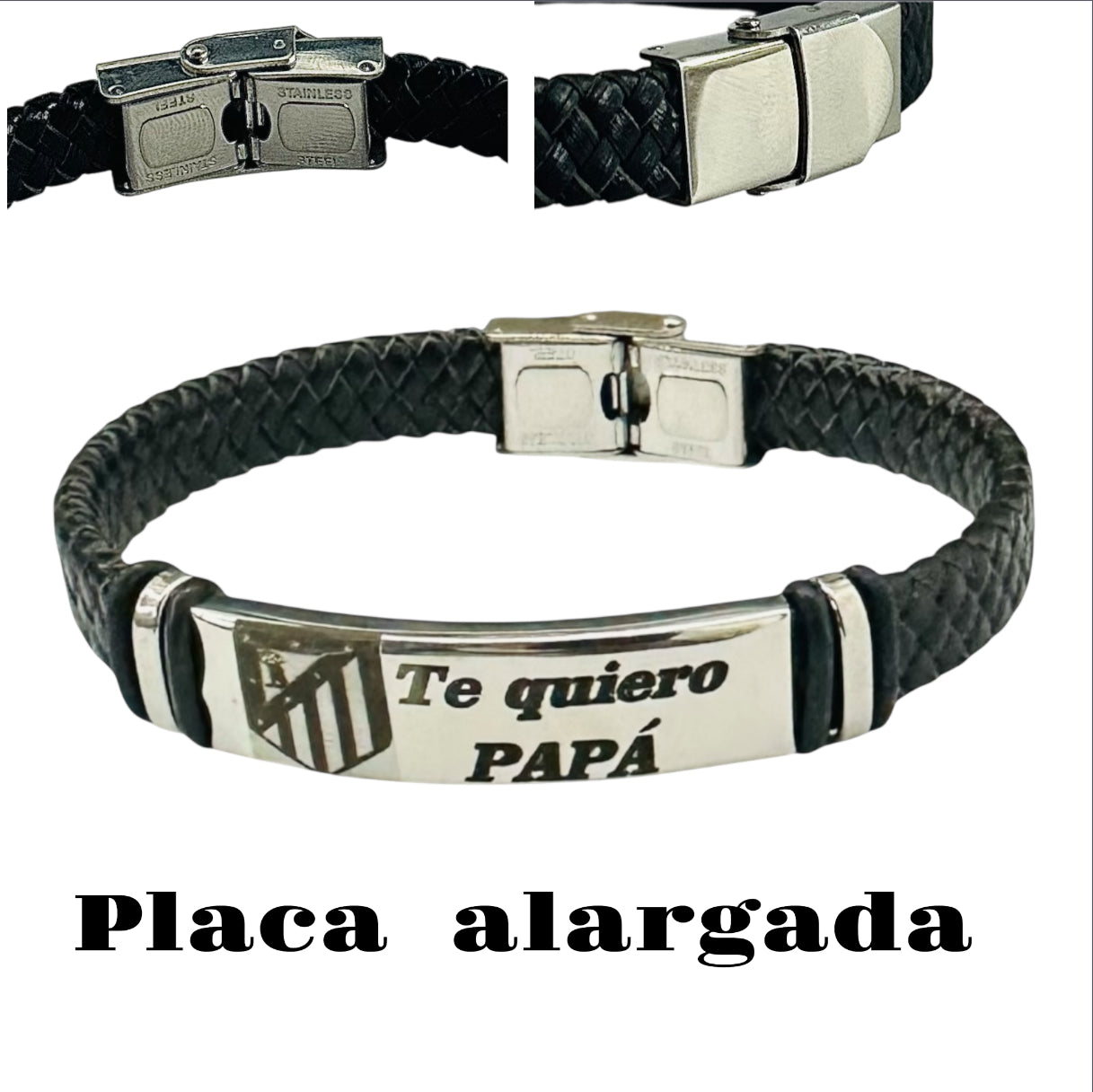 Pulsera de cuero y placa de acero personalizadas a tu gusto