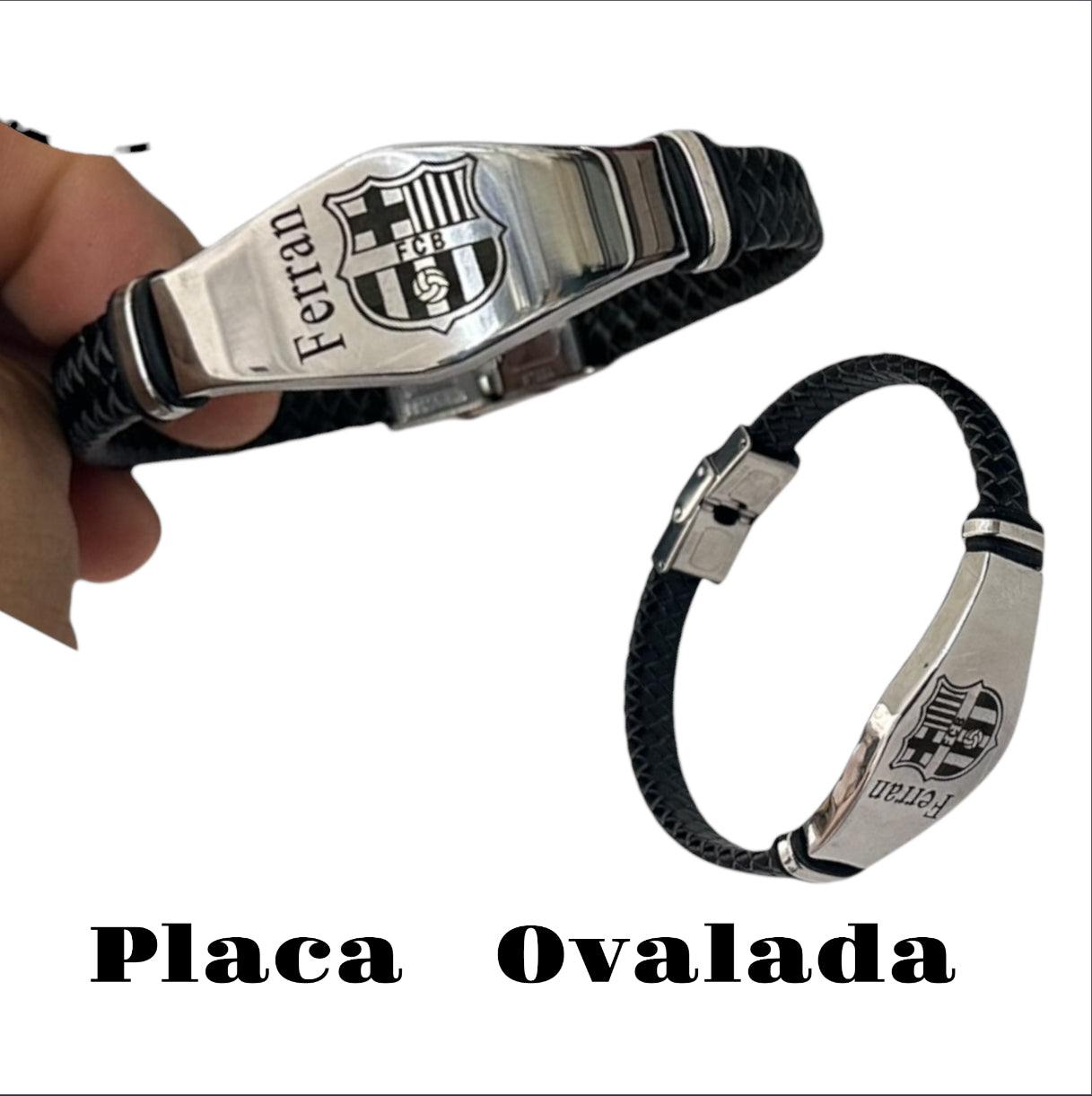 Pulsera de cuero y placa de acero personalizadas a tu gusto