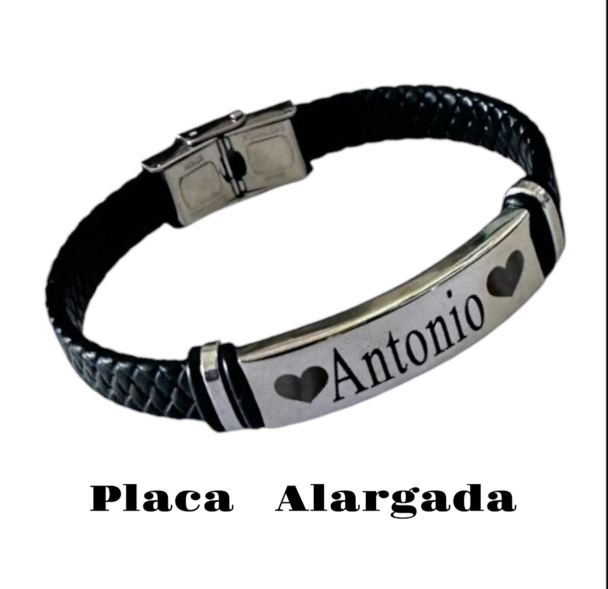 Pulsera de cuero y placa de acero personalizadas a tu gusto