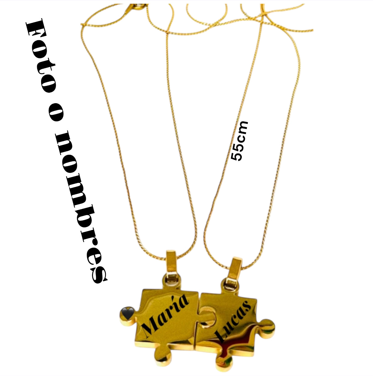 Puzzle con dos colgantes personalizado con foto o frase 16mm