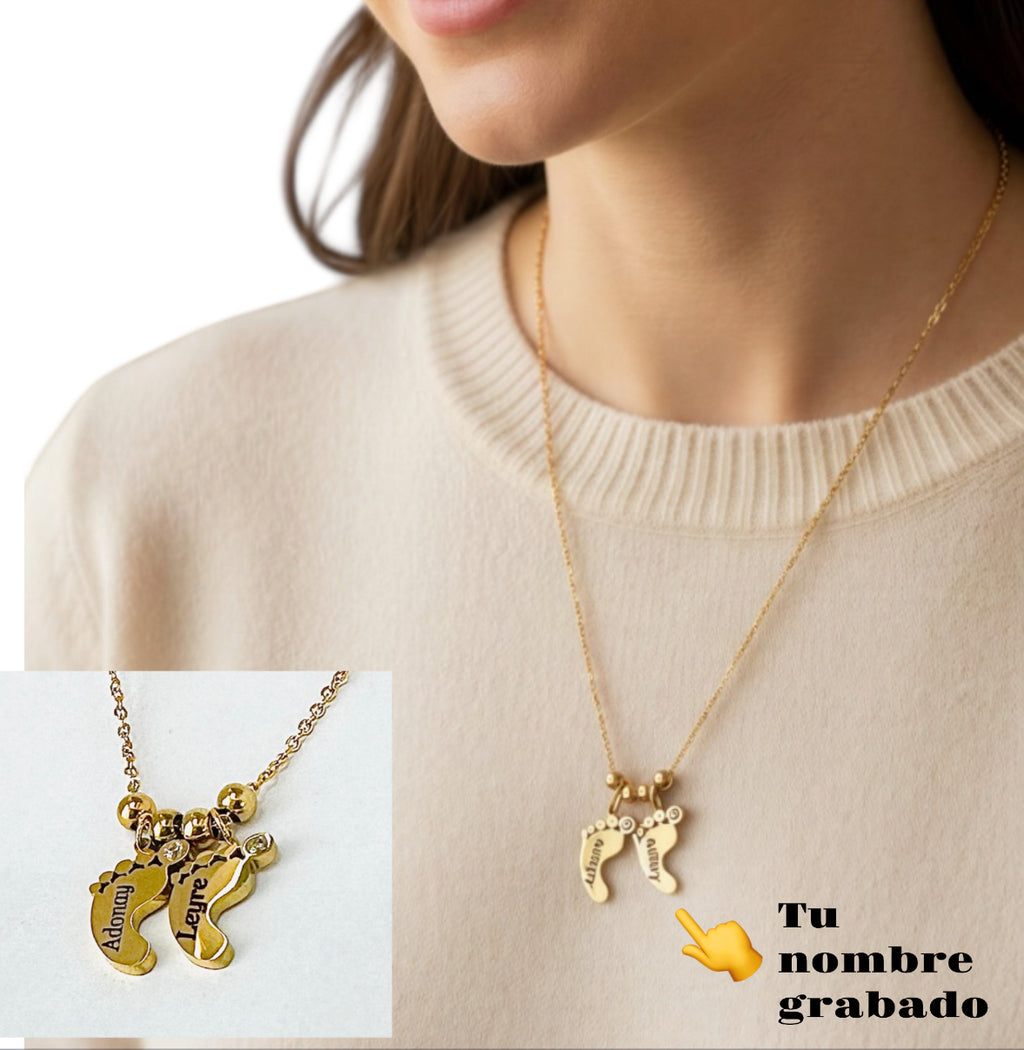 Colgante de pies personalizado con tu nombre de cada hijo