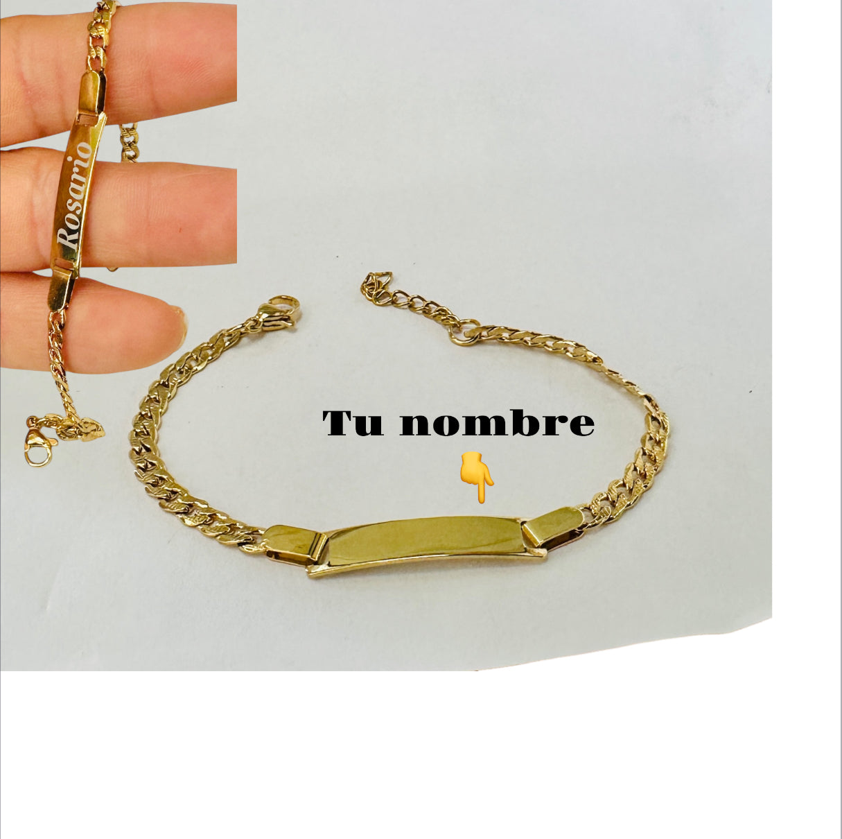 pulsera acero dorado personalizado con tu nombre