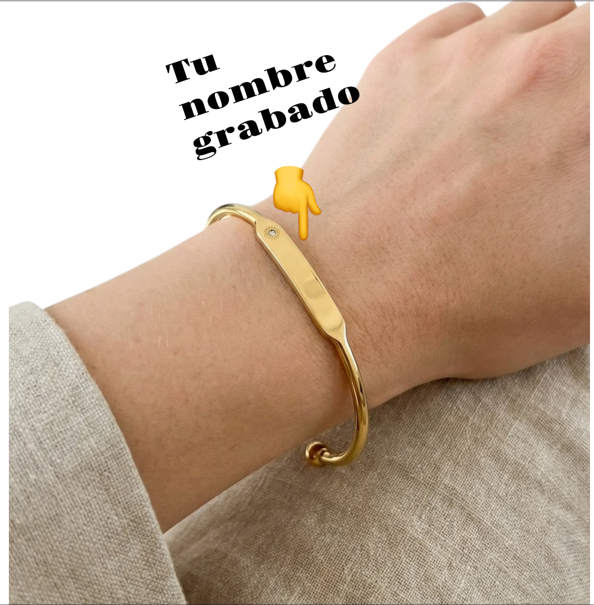 pulsera abierta acero dorado personalizado