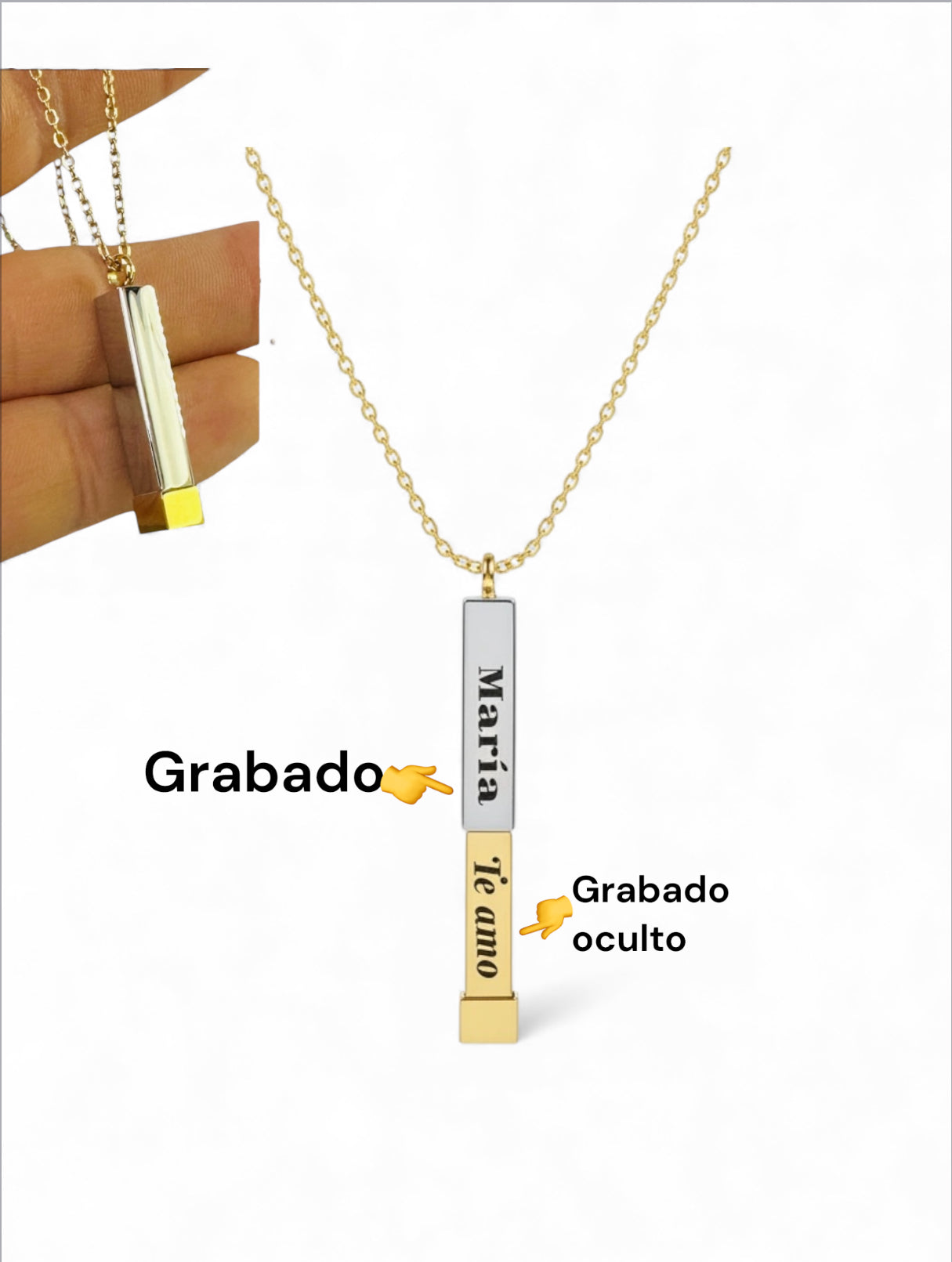 Colgante de barra con mensaje oculto personalizado a tu gusto