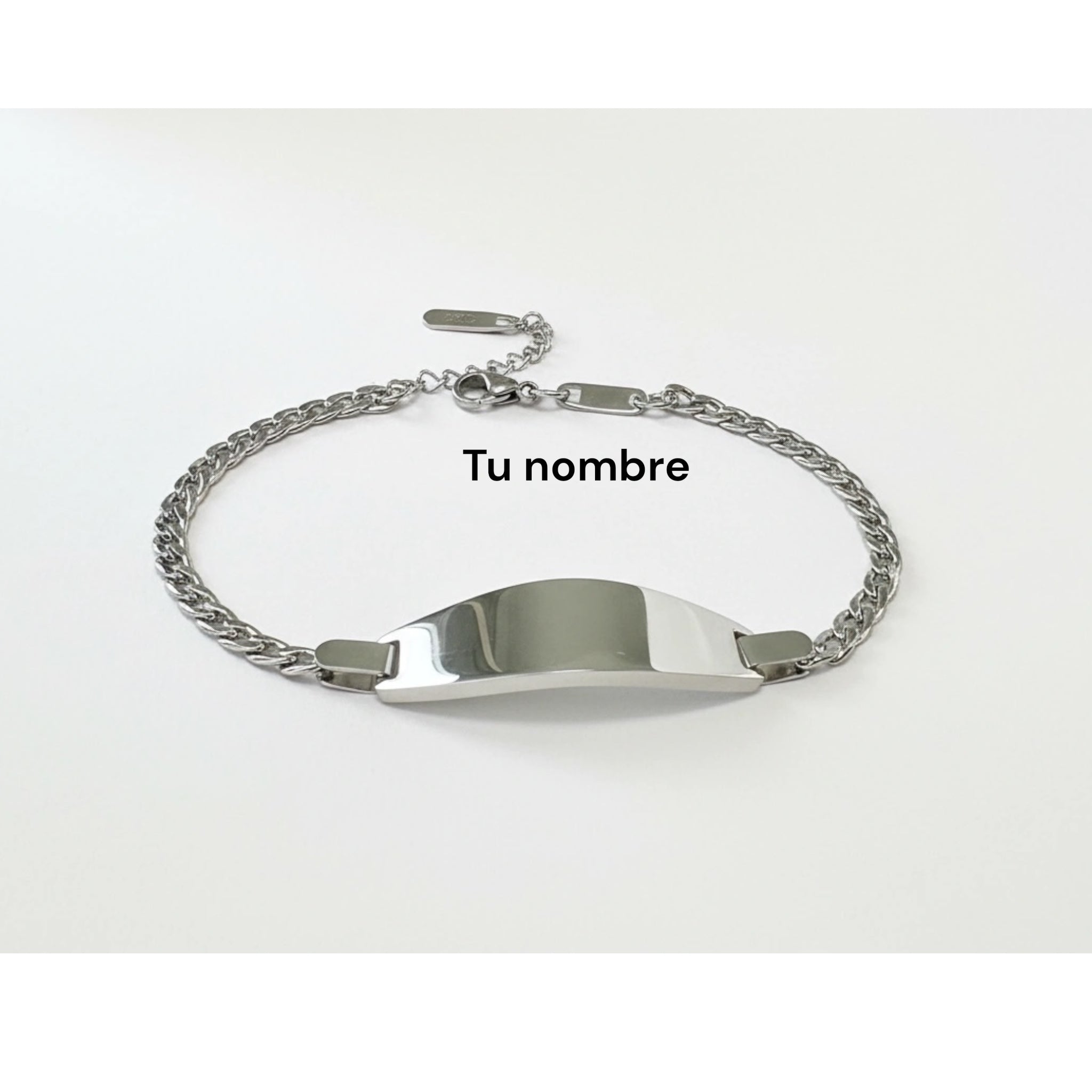 pulsera de acero placa ovalada personalizada con texto o tu mirada